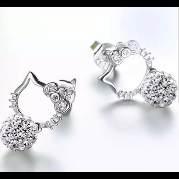 Sterling Hello Kitty Earrings - Picture 2 of 4
